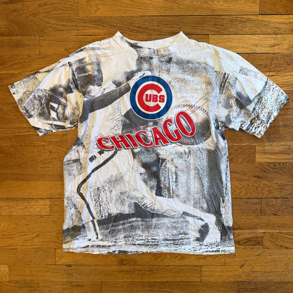 Vintage 1990 Chicago Cubs All Over Print Tee